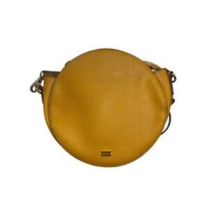 Collection XIIX Yellow Faux Leather Pocket Adjustable Strap Round Crossbody Bag